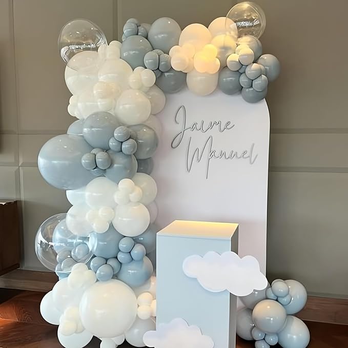 Pale Aqua Balloons Arch Blue Balloons Garland Light Dusty Fog Mist Blue Balloon Different Sizes 5 10 12 18inch Helium Latex Balloon Boho Birthday Party Decoration Wedding Baby Shower Graduation