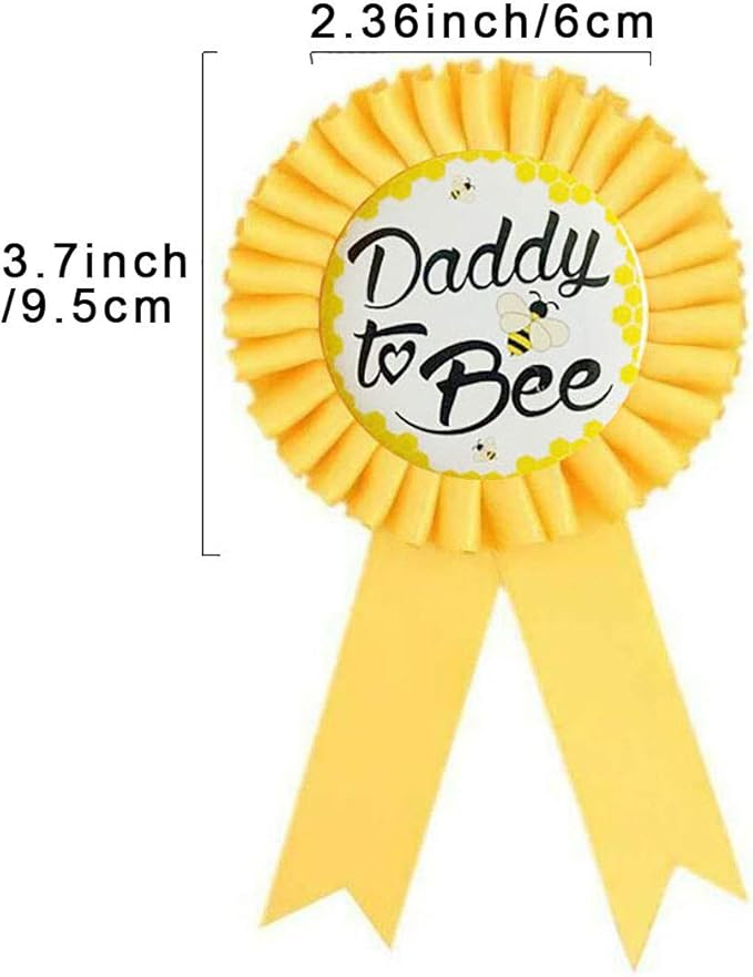Baby Shower Decorations -'Mommy to Bee' Gold Sash and 'Daddy to Bee' Tinplate Badge Combo Kit Baby Shower Party Favors Decorations Gift for Pregnant Party Deco