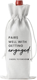 Engaged Engagement Gifts for Couples Her Engagement Party Decorations Bridal Shower Decorations Wine Bag Cheers To Forever Wine Accessory Sets - White