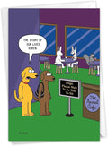 NobleWorks - 1 Funny Animal Card for Birthdays - Pet Cat and Dog Humor, Birthday Notecard with Envelope - The Animal Cafe C6384BDG