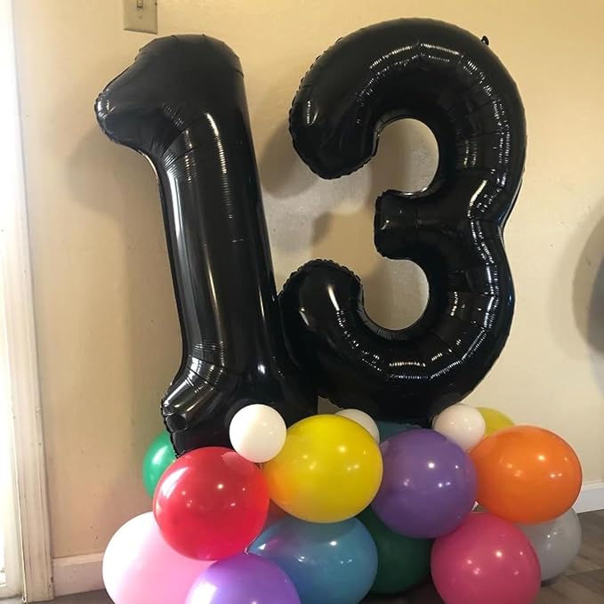 40 Inch Black Number Balloon 1, Large Number Foil Balloons Mylar for Girl Boy Birthday Party Celebration Decorations Supplies, Digital Balloons for Wedding Anniversary Events Decorations