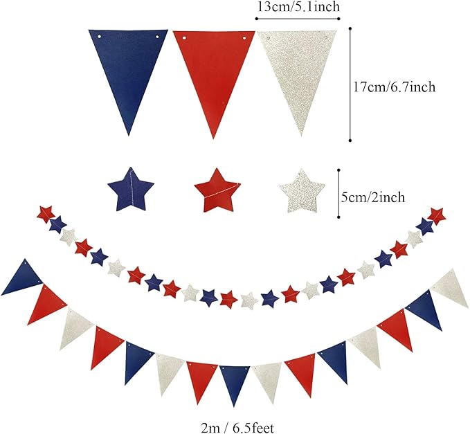 ZERODECO USA Party Supplies, Navy Blue Red Paper Fans Set Pom Poms Star Streamer Hanging Swirls USA Flag for 4th of July Day Patriotic Decorations Birthday Wedding Graduation Independence Day