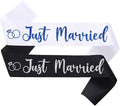 2 Pcs Bride to Be Sash and Groom to Be Sash Just Married Bachelorette Party Sashes for Wedding Bridal Shower Decorations Engagement Gifts,White Blue