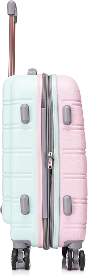 Rockland Melbourne Hardside 2 Piece Expandable Spinner Wheel Luggage Set, Carry-On 20" and Tote 14", Mint