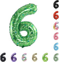 40 Inch Large Foil Helium Number Balloon Birthday Wedding Party 0-9 (Green Pixel, 6)
