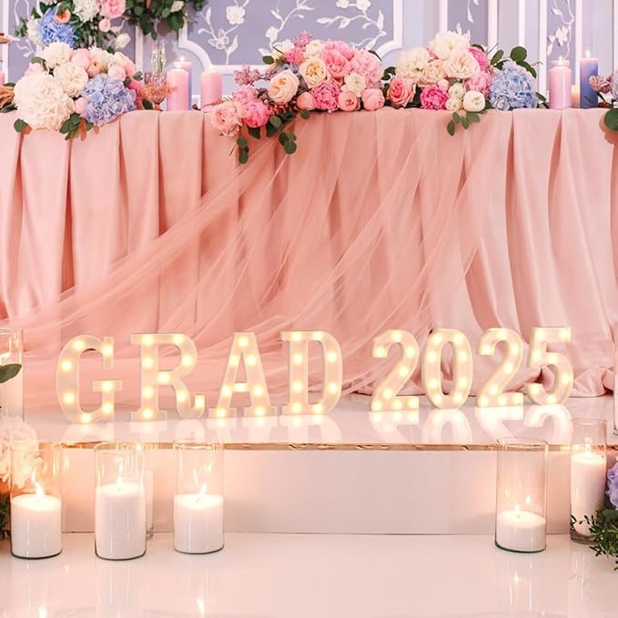 Light Up Marquee Letters, 26 Alphabet LED Lights, Night Light White Plastic Letters for Engagement Party Wedding Baby Shower Birthday Bar Decoration (G)