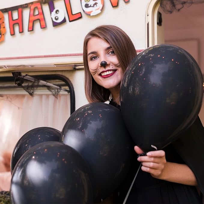 Black Balloons Party Decorations 30 Pack 18 inch Round Halloween Latex Balloons for Black Themed Wedding Graduation Anniversary Birthday Party Backdrop Decorations