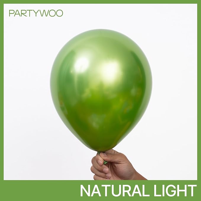 PartyWoo Metallic Green Balloons 50pcs 12 Inch Metallic Apple Green Latex Helium Balloons for Graduation Spring Forest Summer Wedding Engagement Baby Shower Birthday Party Decorations Green-G121
