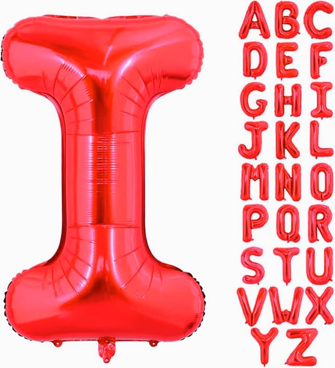 40 Inch Large Red Letter I Balloons Alphabet I Letter Balloons Foil Mylar Big Letter Balloons for Birthday Party Anniversary New Year Graduation Wedding Decorations