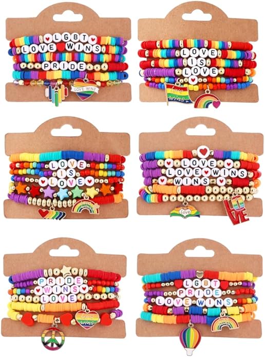 Cooluckday 36 Pcs Holiday Heishi Surfer Bracelets for Women Bulk Easter Mother's Day Christmas St. Patrick's Day Mardi Gras Bracelet Stackable Stretch Friendship Bracelets Set