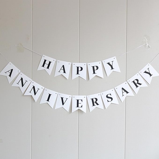 Happy Anniversary Banner,Valentines Day Wedding,Love Party and Background Indoor Outdoor Decorations