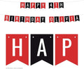 Andaz Press Personalized Hanging Pennant Banner Party Decorations, Red, Black, Happy 4th Birthday Olivia, 1-Pack, Approx. 5-Feet, Custom Name and Number