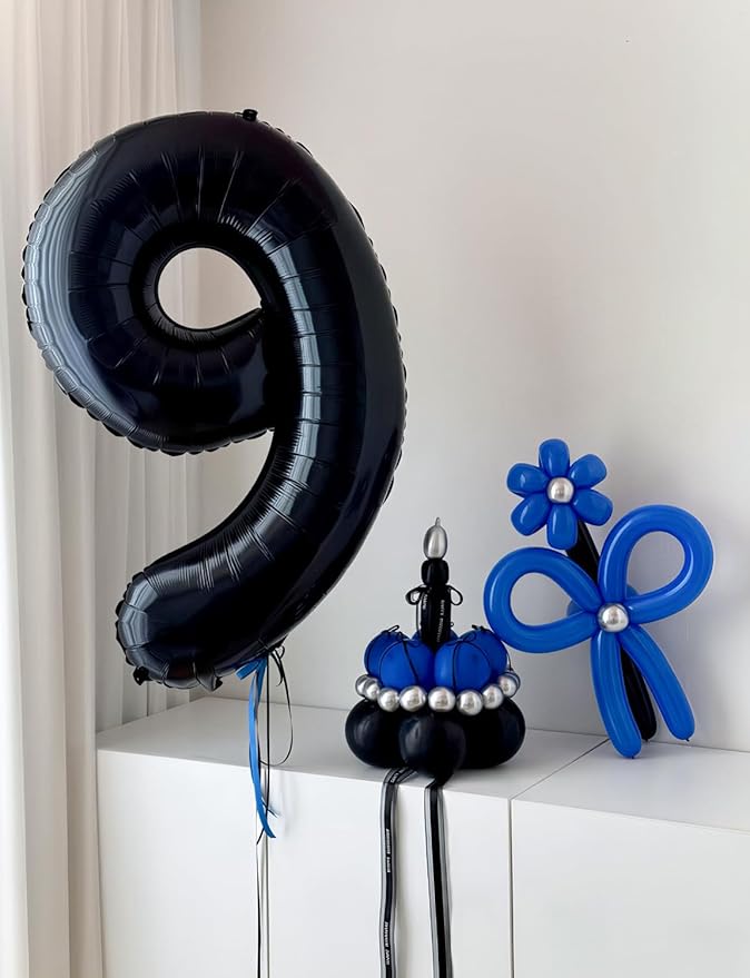 Number 9 Balloons - 40 Inch Black Number Balloons Giant Black balloon Big Foil balloon for Men Women Boys Girls Birthday Graduation Anniversary Party Decorations