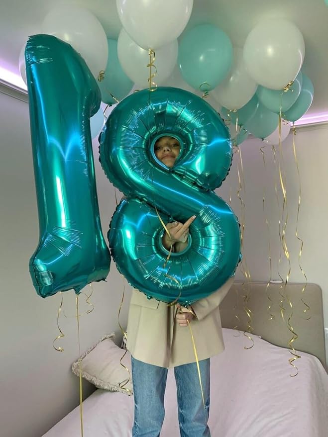 Teal Blue Helium Number Balloon 40 Inch, Giant Foil Teal Blue Number 0 Birthday Balloons, Large Numbers 10 20 30 40 50 60 70 80 90 100 2025, Party Celebration Supplies Decorations