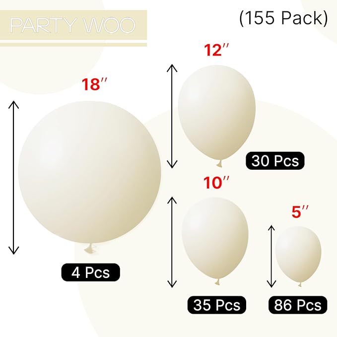 PartyWoo Pastel Yellow Balloons 155pcs Different Sizes of 18 12 10 5 Inch Light Pale Yellow Balloon Arch Kit Garland for Baby Shower Easter Little Cutie Bee Birthday Party Decorations Yellow-Q07