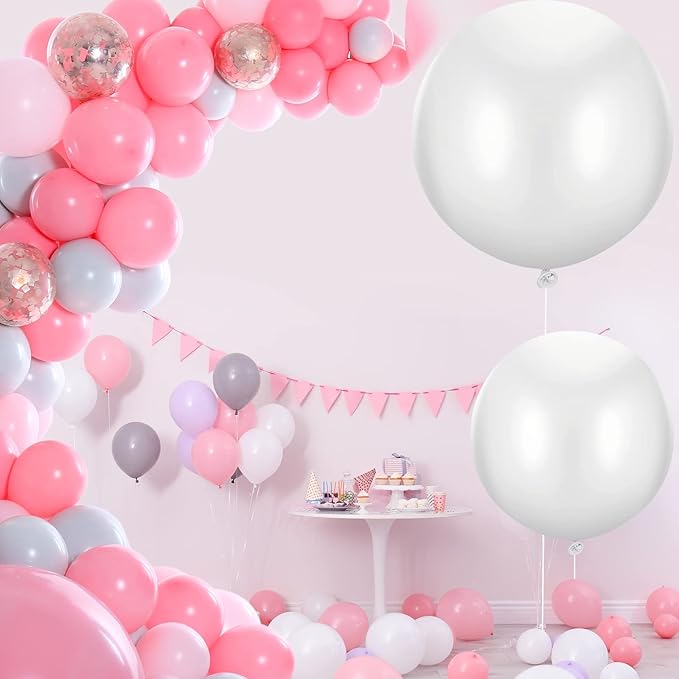 18 Pack 18/24 / 36 Inch Balloons Large Latex Giant Round Big Macaron Balloons for Wedding Birthday Party Baby Shower Decorations(White)