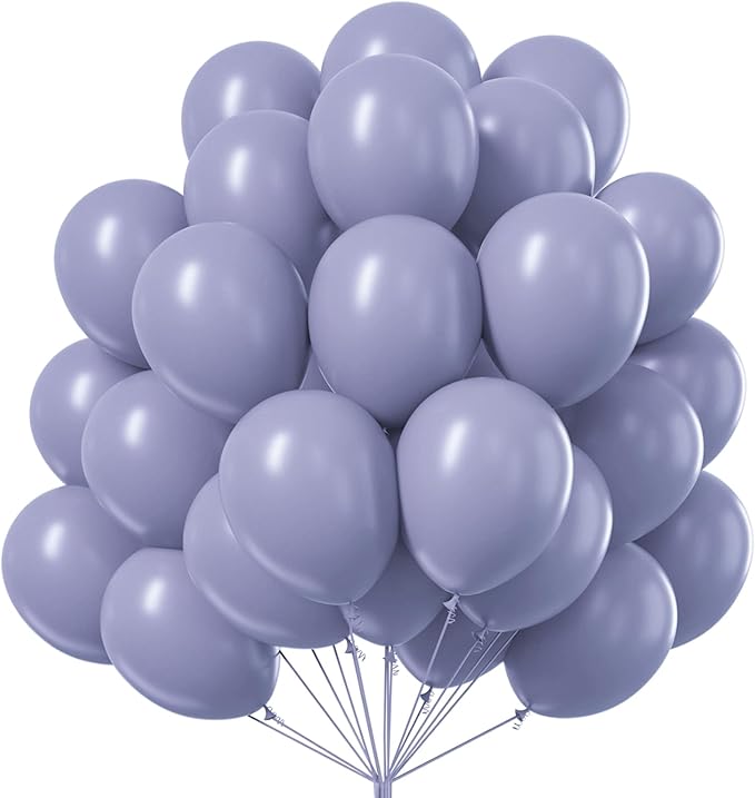 PartyWoo Dusty Blue Balloons 101pcs 12 Inch Boho Dusty Purple Muted Lavender Latex Balloons for Boy Baby Shower Anniversary Bachelorette Graduation Engagement Birthday Party Decorations Blue-F16