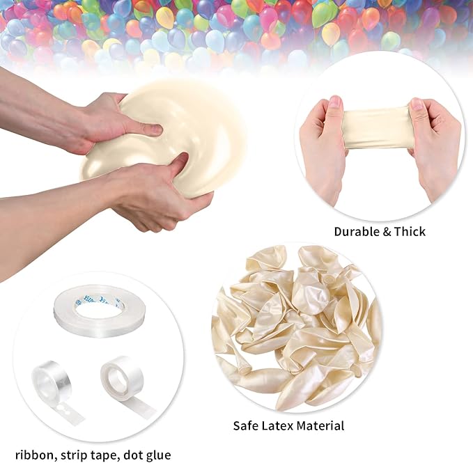 White Sand Balloons Beige Latex Balloon 5 10 12 18inch Different Sizes 103pcs Cream Nude Neutral Balloons Kit for Kids Birthday Party Decoration Baby Shower Wedding Annversary