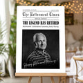 Custom Retirement Newspaper Style Party Welcome Sign, Retirement Party Decoration, Work Gift Decor, Farewell Gift, Customizable Name & Date - Multiple Sizes
