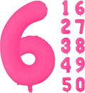 Fluorescent Rose Red Number Balloon 40 inch Giant Foil Helium Balloons Pink Number 6 Balloon for 6th Birthday Party Decorations