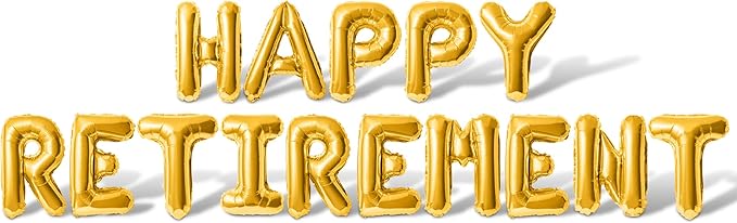 Letter Balloons - HAPPY RETIREMENT 16" Inch Alphabet Letters Foil Mylar Balloon Retirement Party Balloon Banner (Gold)