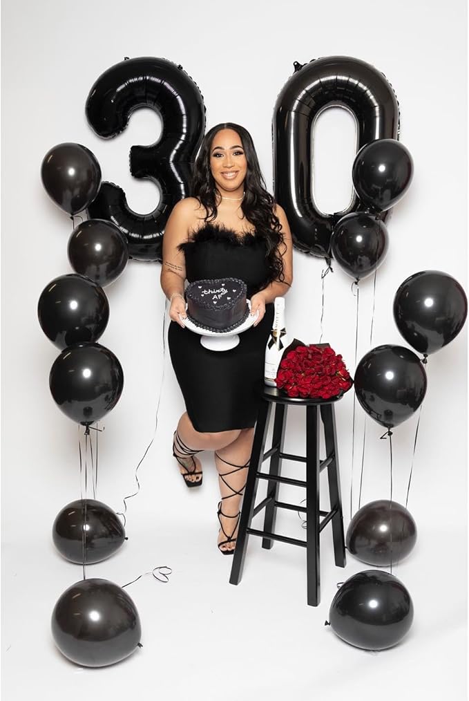 Black Number 18 Balloon 40 inch, 18 Number Balloons, 18th Black Birthday Decorations, 18 Year Old Girls Boys Party Supplies