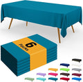 Smiry Disposable Table Cloth - 6 Pack, 54 x 108 Inch Waterproof Rectangle Tablecloths for Parties, Decorative Plastic Table Cover, Leakproof & Sturdy, Aqua