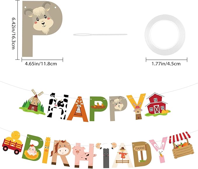 Farm Party Decorations Happy Birthday Banner Farm Party Banner Garland for Birthday Party Decorations Farm Party Supplies