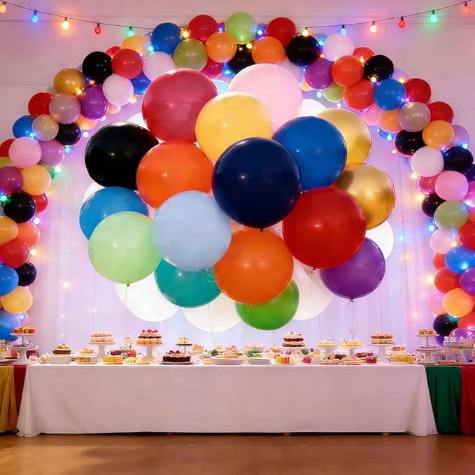 95 Pcs Rainbow Balloons 18 Inch Assorted Colors Latex Multicolor Bulk Balloon 16 Kinds Colorful Large Balloons for Birthday Wedding Baby Shower Anniversaries Store Party Decorations