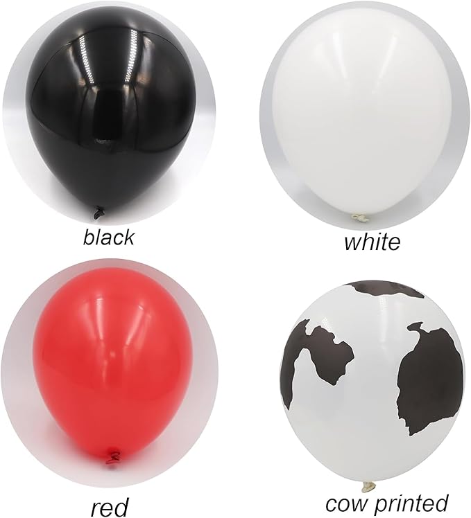 Cowboy Balloons Arch Kit- 150pcs Red Black White and Cow Print Balloons for Rodeo Themed Cowboy Cowgirl's Birthday Party Decorations - Farm Animal Party Supplies