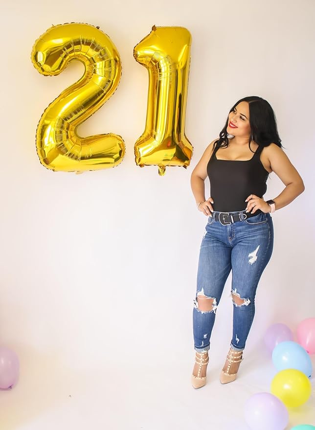 14 Balloons Number, Large 14th Gold Birthday Decorations for 1 4 14 41, 40 Inch Foil Balloon for Wedding Engagement Photo Shoot Memorial Day's Supplies