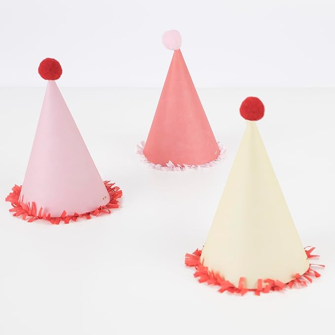 Meri Meri Birthday Party Hats, Pack of 8 Bright and Colorful Cone Birthday Hats for Kids & Adults, Cone Party Hats