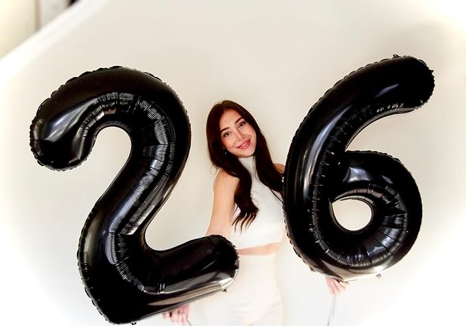 16 Balloon Number, Black Number 16th Birthday Balloons 40 Inch, Sweet 16 Years Old Black Birthday Decorations for Boys Girls, 16th Anniversary Decorations