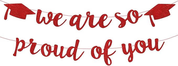 2026 Graduation Decorations Pre-Strung Blingbling We Are So Proud of You Banner Glitter Graduation Garland for Class of 2026 High School College Grad Party (Purplish Red)