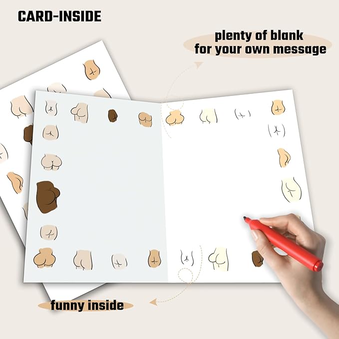 Funny Birthday Cards For Women or Men - Funny Rude Adult Theme Birthday Card for Men Friend - Dirty Adult Friend Birthday Card for Male 'Happy Birthday Sweet Cheeks'