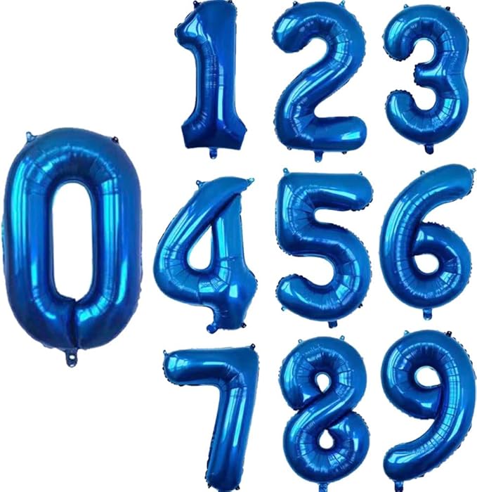 10 pcs 16inch Number Navy Blue Mylar Balloons, 0~9 Blue Navy Foil Balloons for Birthday Wedding Party Decorations Number Balloons