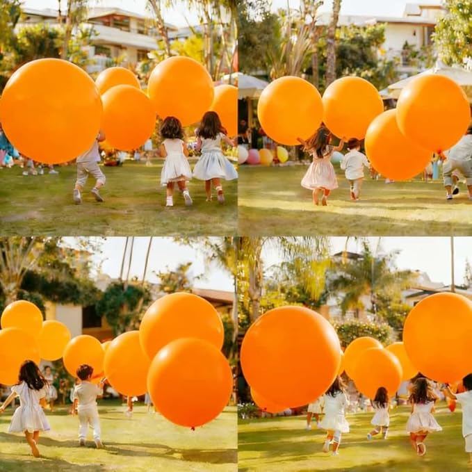 50 Pcs Giant Orange Latex Balloon Kit - Mixed Sizes (18", 24", 36") Pool-Safe Party Decorations Ideal for Halloween, Thanksgiving, Autumn Parties, Baby Showers & Events