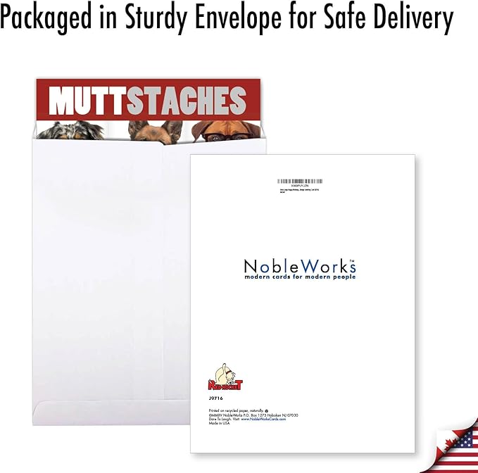 NobleWorks - Oversize Funny Birthday Paper Card 8.5 x 11 Inch with Envelope (1 Pack) Big, Jumbo Bday Mustaches J9716