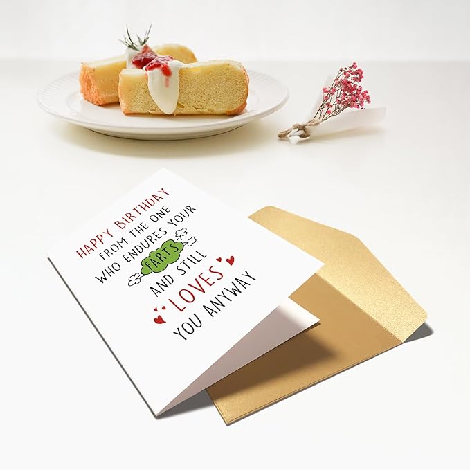 Chenive Hilarious Farting Birthday Card for Men Women, Funny Birthday Card for Farter Husband Wife, Humorous Birthday Card for Boyfriend Girlfriend, Endure Your Farts And Still Love You