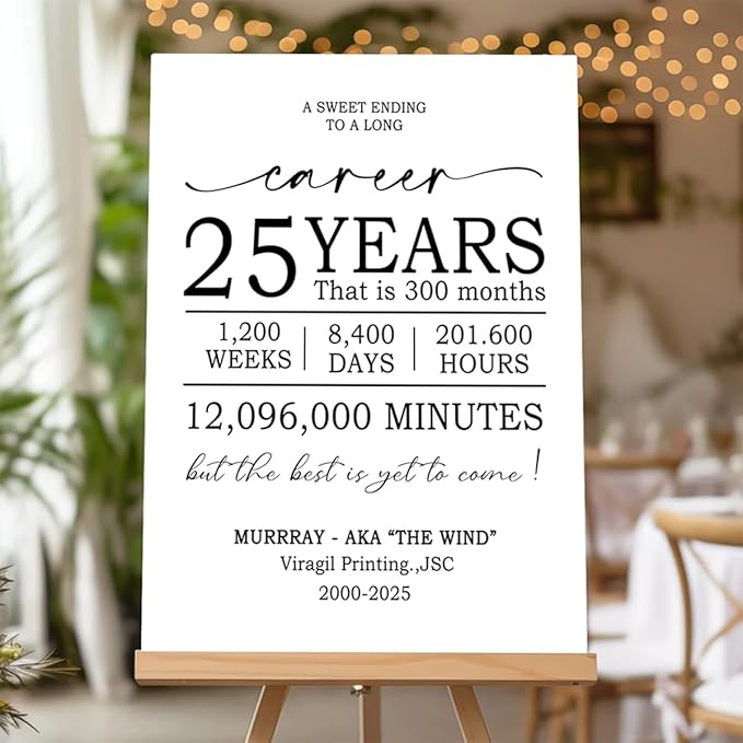 A Sweet Ending To A Long Career, Custom Retirement Party Welcome Sign, Retirement Celaebration Gift Sign, The Best Is Yet To Come, Custom Name & Date - Multiple Sizes