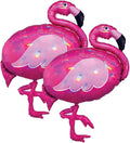 Set of 2 Iridescent Pink Flamingo Jumbo 33" Foil Party Balloons