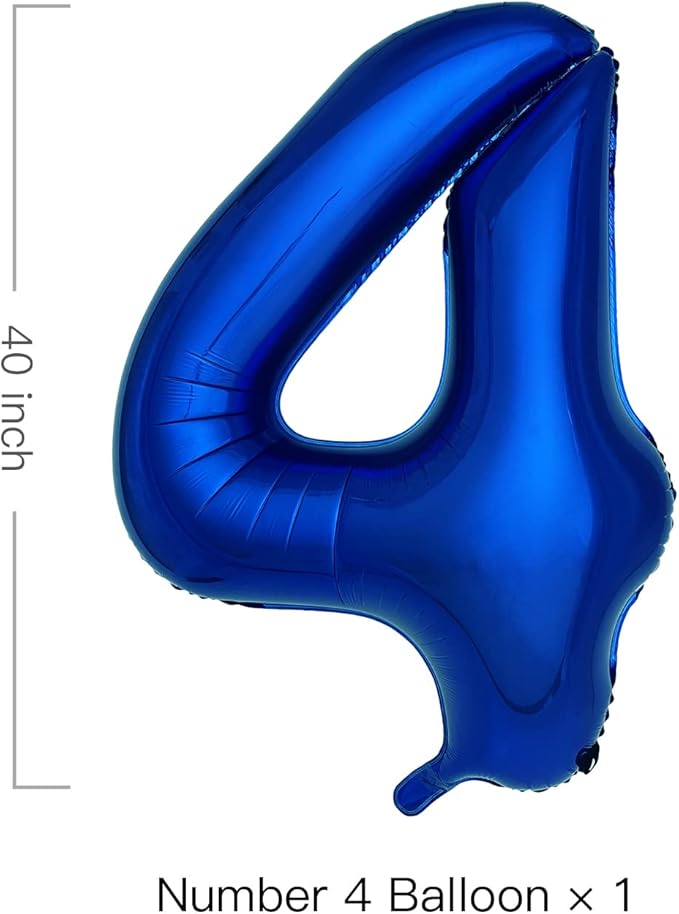 Navy Blue Number 4 Balloons 40 Inch Large Dark Blue Helium Foil Balloons for Birthday Party 2024 Graduation Decorations Anniversary Celebrations (Number 4)