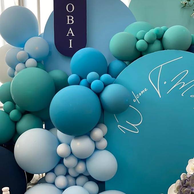105pcs Peacock Blue Balloons 12inch Party Latex Balloons for Boys Girls Birthday Baby Shower Gender Reveal Wedding Sunflower Party Decorations