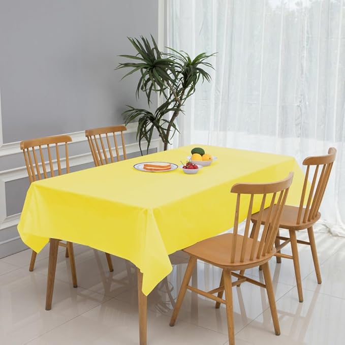 3 Pack Yellow Disposable Tablecloth, 54" x 108" Plastic Table Covers, Decorative Rectangle Tablecloth for Parties, Events, Wedding, Inddors & Outdoors