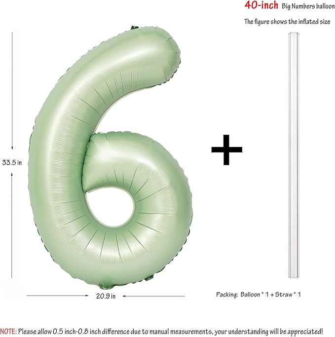 40" Olive green Number Balloons Helium Foil Mylar Balloon Birthday Party banquet Decoration Digital 6