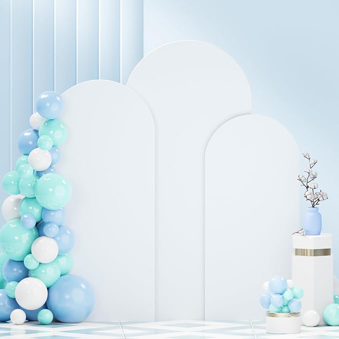 Wedding Arch Cover Set - 3 Sizes: 6FT, 6.6FT, 7.2FT - Double Sided Spandex Fitted Wedding Arch Stand Cover for Birthday Party, Bridal, Baby Shower