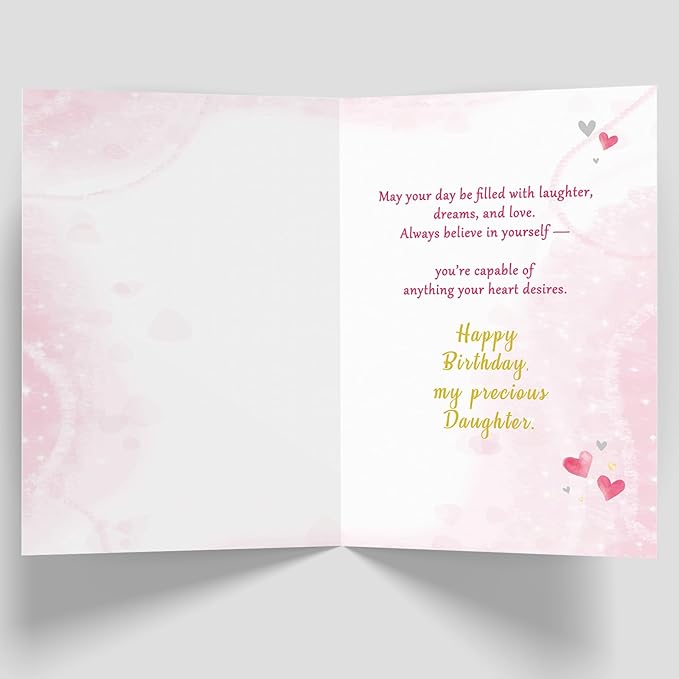 Daughter Birthday Card, Sweet Birthday Cards for Daughter, Adult Gifts from Mom Dad