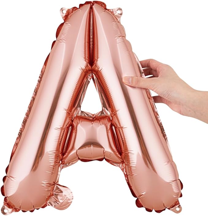 Restaurantware-Balloonify 16 Inch Letter Balloon, 1 Alphabet Party Balloon - Letter A, Self-Sealing, Rose Gold Foil Mylar Finish, Hanging Loop, Decoration For Birthday, Wedding, Or Graduation