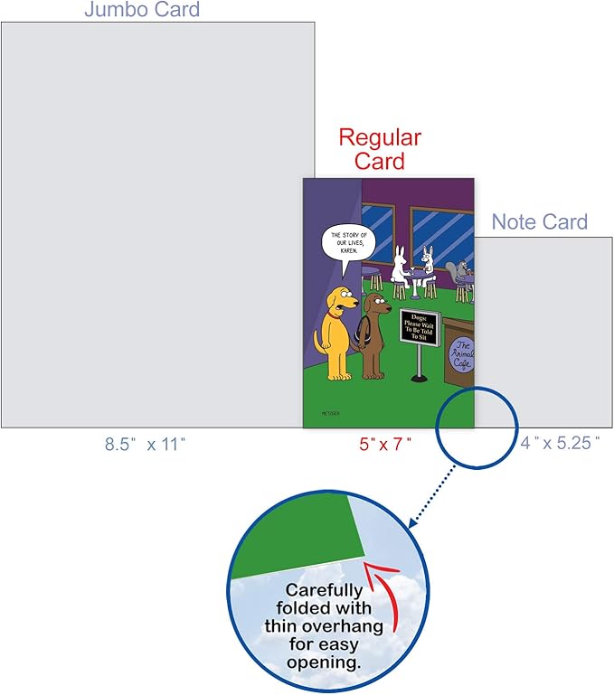 NobleWorks - 1 Funny Animal Card for Birthdays - Pet Cat and Dog Humor, Birthday Notecard with Envelope - The Animal Cafe C6384BDG