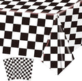 3 Pack Black and White Checkered Tablecloths Race Car Theme Tablecloths for Motor Racing Birthday Party Decorations, 54" x 108